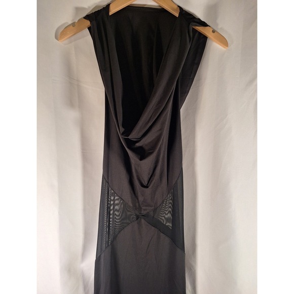 SHEIN Black Cowl Neck Mesh Insert Maxi Dress Size S - Picture 2 of 7